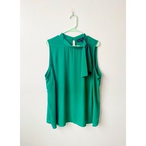 Eloquii Turquoise Sleeveless Tie Neck Top
